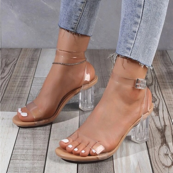 Shoes - Clear Strappy Heels Size 8 NWT